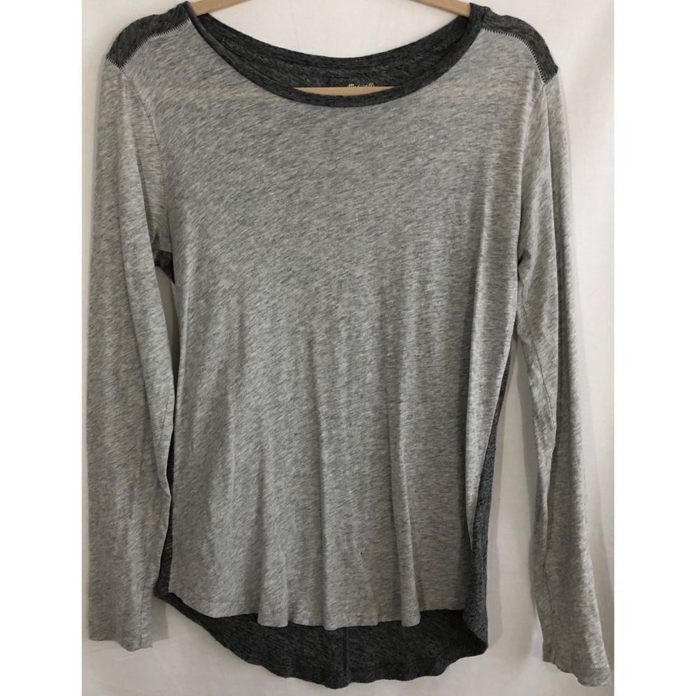 Madewell top, light gray, dark gray back, small